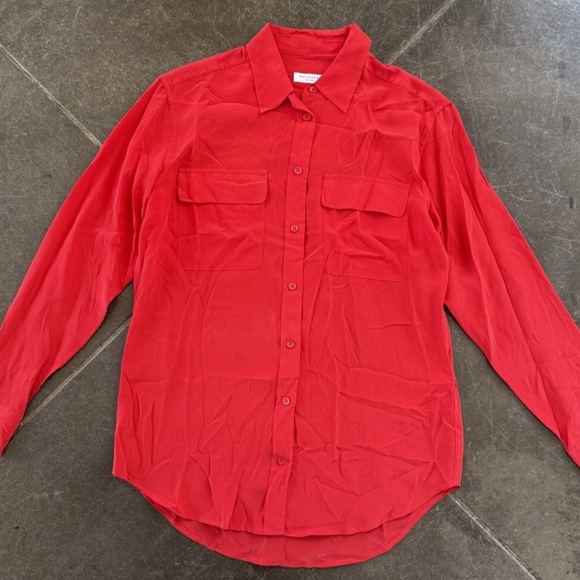 Equipment 100% Silk Red Casual Button Down Shirt - Picture 2 of 4